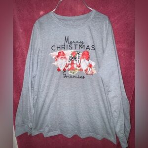 Merry Christmas Gnomes Gray Long Sleeve Shirt